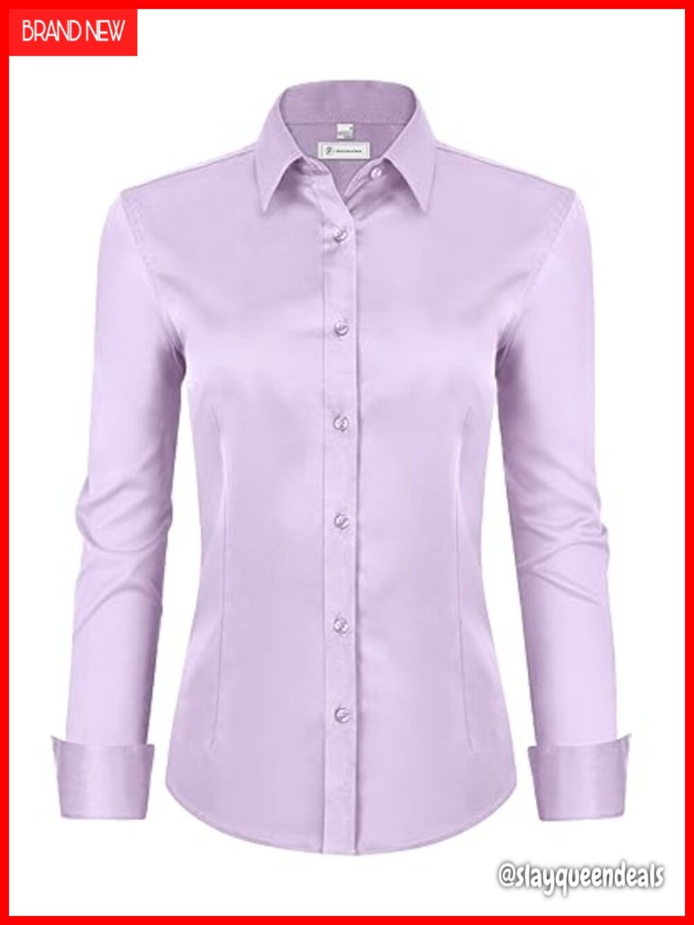 Womens Button Down Shirt Cotton Stretch Wrinkle-Free Work Blouse